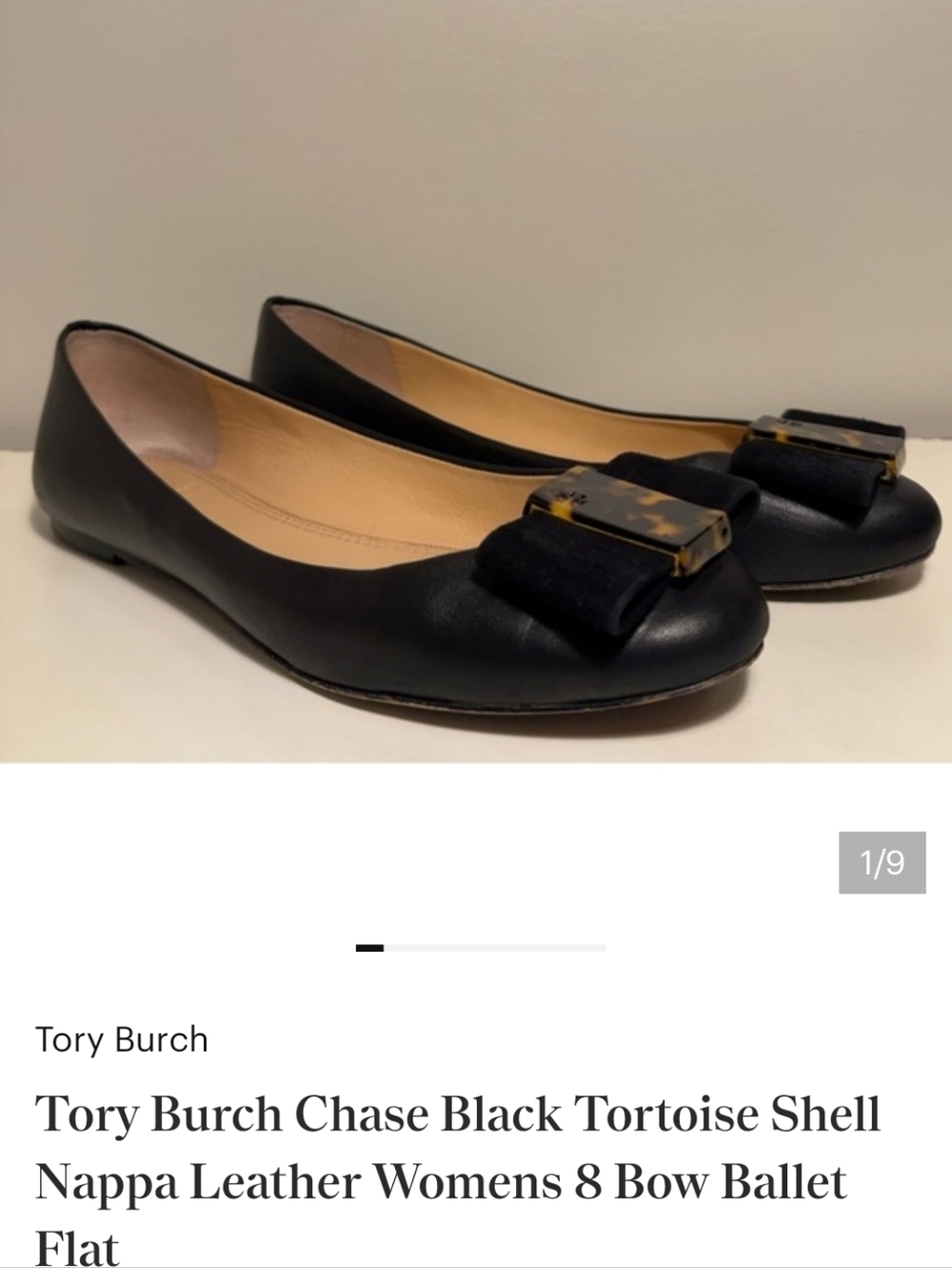 Tortoise Shell Bow Tory Burch Ballerina Flat Ballet Luxury Dress Animal Print - Picture 3 of 8